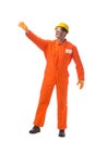 The contractor employee wearing coveralls isolated on white Royalty Free Stock Photo