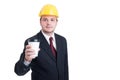 Contractor, engineer or architect having a coffee cup break Royalty Free Stock Photo