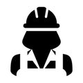 Contractor icon vector male worker person profile avatar with hardhat helmet in glyph pictogram