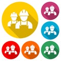 Contractor icon, Workers icon, color icon with long shadow Royalty Free Stock Photo