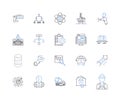 Contractor line icons collection. Construction, Renovation, Remodeling, Carpentry, Plumbing, Electrical, Heating vector