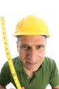 Contractor repairman with tool belt and hammer Royalty Free Stock Photo