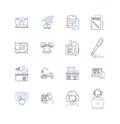 Contractor self-starter line icons collection. Resourceful, Ambitious, Tenacious, Innovative, Driven, Determined