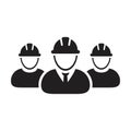 Contractor workers icon vector group of construction worker people persons profile avatar for team work with hardhat helmet