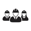 Contractor workers icon vector group of construction worker people persons profile avatar for team work with hardhat helmet