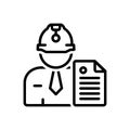 Black line icon for Contractors, occupier and hireling Royalty Free Stock Photo