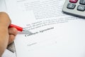 Contracts agreement sign on document paper Royalty Free Stock Photo