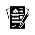Black solid icon for Contracts, deal and paper Royalty Free Stock Photo