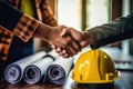 Contractual Agreement: Handshake Signifying Construction Collaboration - Generative AI
