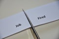 The contradiction between two decisions: Job or Fired Royalty Free Stock Photo