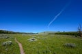 Contrail Over Blue Sky with Trail