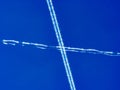 Contrails of an airplane in the sky