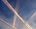 Contrails from a jet plane in the sky Royalty Free Stock Photo