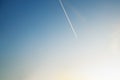 Contrails on Sunset Clear Sky Royalty Free Stock Photo