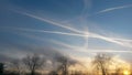 Contrails at sunset