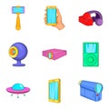 Contraption icons set, cartoon style Royalty Free Stock Photo