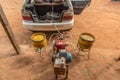 Contraption for refueling gas tanks in non petrol/gasoline taxis in Yamoussoukro Ivory Coast Royalty Free Stock Photo