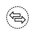 Black line icon for Contrary, arrow and opposite