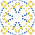 Contrast floral pattern for azulejo spanish portuguese style ceramic tile, vector illustration for design. Symmetric mandala print