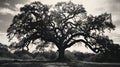 contrast black and white photo oak tree Royalty Free Stock Photo