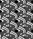 Contrast black and white symmetric seamless pattern with interweave figures. Continuous geometric composition, for use in graphic Royalty Free Stock Photo
