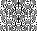 Contrast black and white symmetric seamless pattern with interweave figures. Continuous geometric composition, for use in graphic Royalty Free Stock Photo