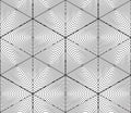 Contrast black and white symmetric seamless pattern with interweave figures. Continuous geometric 3d composition, for use in
