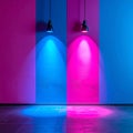 Contrast of Blue and Pink Spotlights Background Royalty Free Stock Photo