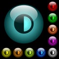 Contrast control icons in color illuminated glass buttons