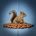 Contrast between the earthy tones of the squirrel and acorns and the Royalty Free Stock Photo