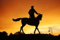 Georgy Zhukov monument in Moscow at sunset time