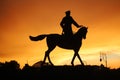 Georgy Zhukov monument in Moscow at sunset time