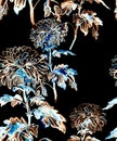 Contrast floral seamless pattern with chrysanthemum flowers.