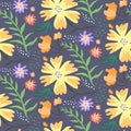 Contrast floral summer pattern with orange flowers