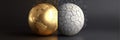 Contrast Between a Golden Globe Representing Prosperity and a Cracked Globe Symbolizing Environmental Distress Royalty Free Stock Photo