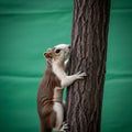 Contrast with the gray brown tones of the squirrel and the tree. The Royalty Free Stock Photo