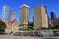 Toronto Nathan Phillips Square with Old City Hall and Highrise Buildings, Ontario, Canada Royalty Free Stock Photo