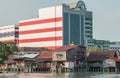 Contrast between old and new architecture in Georgetown, Penang, Malaysia