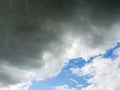 Contrast rain cloud with blue sky