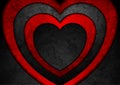 Contrast red and black hearts grunge abstract background