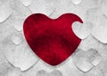 Contrast red and grey hearts grunge abstract background