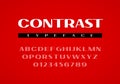 Contrast sans serif typeface. Uppercase letters and numbers