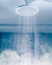 contrast shower with flowing water stream and steam Royalty Free Stock Photo