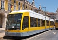 Modern tram at the Comercio Square in Lisbon - Portugal