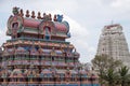 Contrasting Hindu temple entrances
