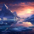 Contrasting Beauty and Mystery of Icebergs and Glaciers - Realistic Digital Painting