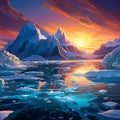 Contrasting Beauty and Mystery of Icebergs and Glaciers - Realistic Digital Painting