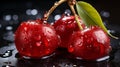 Contrasting cherry colors bokeh background with gentle blur, creating a captivating narrative effect