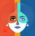 Contrasting colors.The dual palette of feminine expression.AI generated Royalty Free Stock Photo