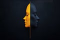 Contrasting Expressions: Abstract Dual Faces on Dark Background Royalty Free Stock Photo